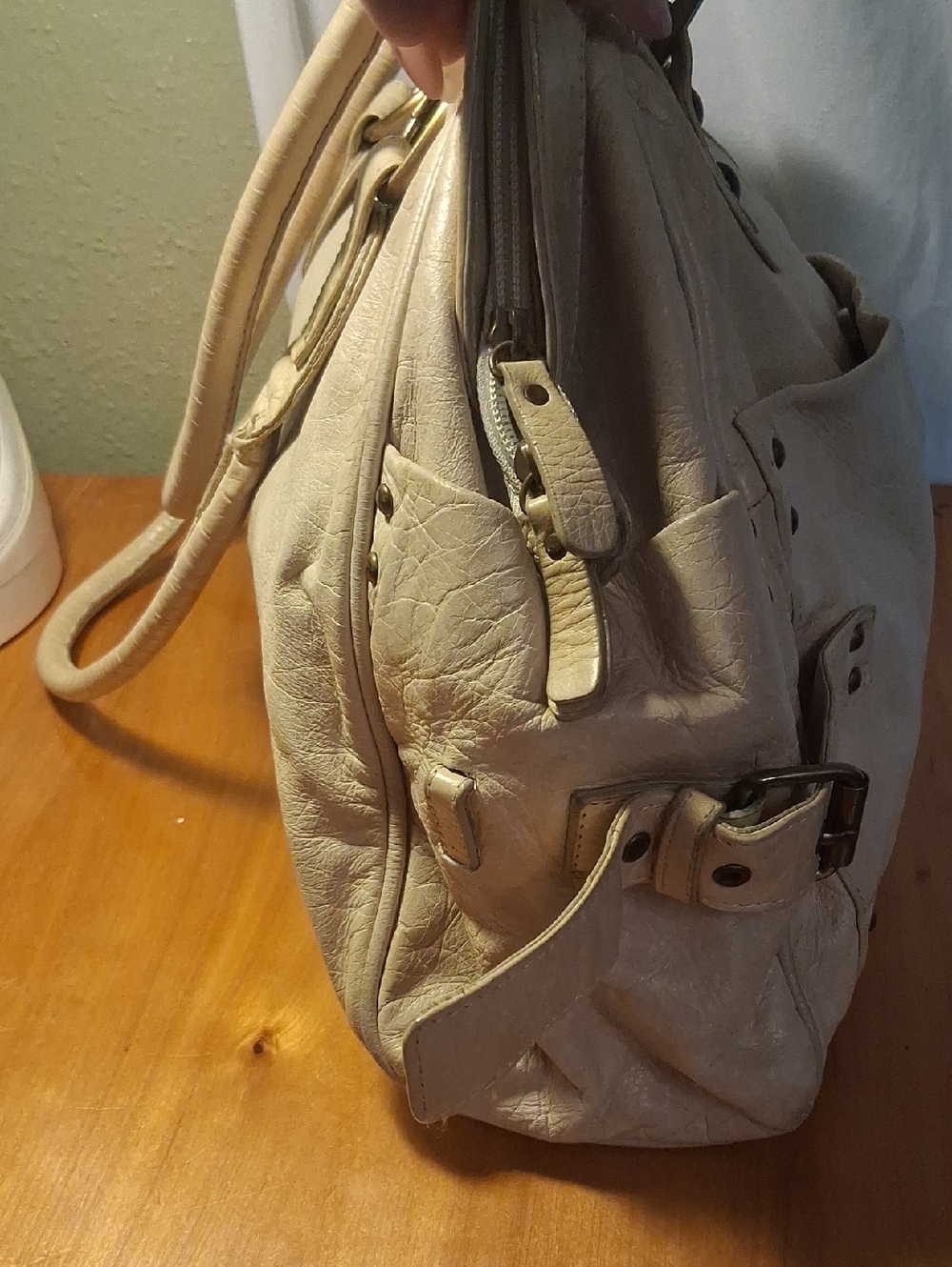 Helen Welsh Vintage Classic Cream Leather Tote Handbag - Picture 6 of 17